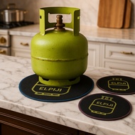 3 PCS Black LPG Gas Cylinder Base Package with Silhouette Motif for Decorative LPG Gas Kitchen