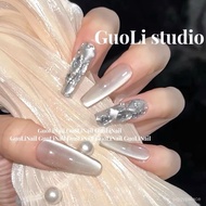 K KQR2 Wearing Nails Versatile Flashing Diamond Super Fairy Long Cat's Eye Sparkling Shining Manicur