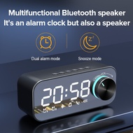 Bluetooth Speaker FM Radio Wireless LED Mirror Alarm Clock Subwoofer Music Player Desktop Clock Speaker Portable Speaker Bluetooth Bass