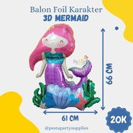 3D Mermaid Character Foil Balloon/ Mermaid 3D Balloon_PeSTa Party Supplies