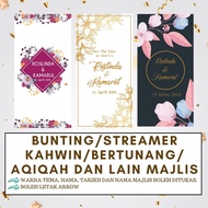 Bunting Bertunang Banner Aqiqah Streamer Majlis Kahwin Kawen Banting Perkahwinan