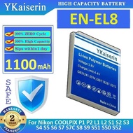 Camera Battery EN-EL8 1100Mah For Nikon Coolpix P1 P2 L1 L2 S1 S2 S3 S4 S5 S6 S7 S7C S8 S9 S51 S50 S