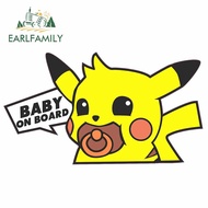 EARLFAMILY 13cm x 7.5cm BABY ON BOARD PIKACHU Car Decal Car Accessories Stickers Waterproof Suitable for VAN ATV SUV
