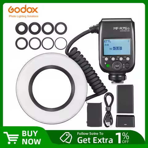 Godox MF-R76C MF-R76N MF-R76S TTL HSS 2.4G Wireless Macro LED Ring Light Speedlite Flash Light for C