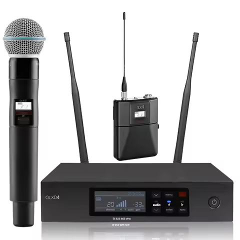QLXD4 True Diversity Condense Professional Wireless Lapel Microphone System for Live Uhf Wireless Mi