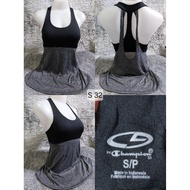 Tank Top + Sports Bra Black And Gray C9 SIZE S Chest 32"