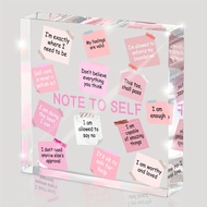 TEMU [2d Flat] [2d Flat] A Women' Inspirational Desk Decoration - A 10 X 10 Cm Pink Acrylic Note Wit