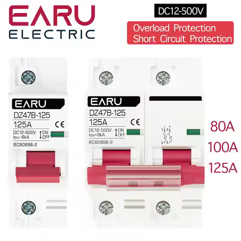 DC12 24V MCB Battery Car Protector Mini Circuit Breaker DZ47 80A 100A 125A DC Positive Negative Pole