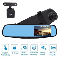 4.3 "1080P HD ดีวีอาร์รถยนต์พาหนะ Dual เลนส์ Anti-Glare กระจกสีฟ้าวิดีโอกล้องติดรถยนต์มุมกว้าง Dash Cam