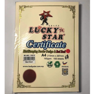 【1PACK=100 SHEET ! ! !】Lucky Star/Aplus A4 Certificate Paper With Red Seal 160GSM / Kertas Sijil Bin