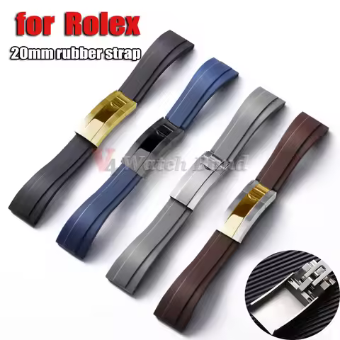 High Quality Silicone Watch Band 20mm Rubber Grey Black Blue Green Strap for Rolex Submariner Dayton