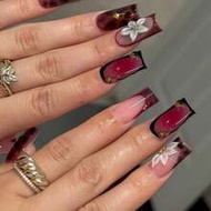 Instantly Upgrade Your Look With 24pcs Medium Square Shape Press On False Nails Fancy Vintage Y2K St