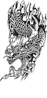 Cool Tattoos,Dragon TH-GZXQB-015,Dragon Tattoos,Lasts 1-2 Weeks,Real Tattoo Look,Water-Resistant,Res
