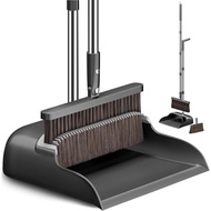 CTIME Broom and Dustpan Set, Extra Brush Head & 52" Adjustable Long Handle Standing Dustpan Set, wit