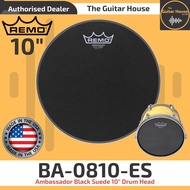 Remo BA-0810-ES Black Suede Ambassador Drumhead, 10'' (BA0810ES)