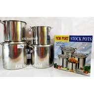8/12/16/20 QT Stock Pot Stainless Steel Set of 4PCS Periuk Sup BERKUALITI
