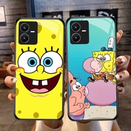 DF-71 Cute SpongeBobs TPU HD Glass Casing for VIVO Y22 Y35 Y75 Y28 Y22S V25 Y55 iQOO Z6