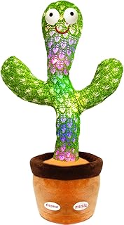 Repeating Cactus Toy with Led English Sing Talking 15 Second Voice Recorder, Mimicking Cactus Toy for Babies, Plush Smart Toy Repeats What You Say Baby Gift