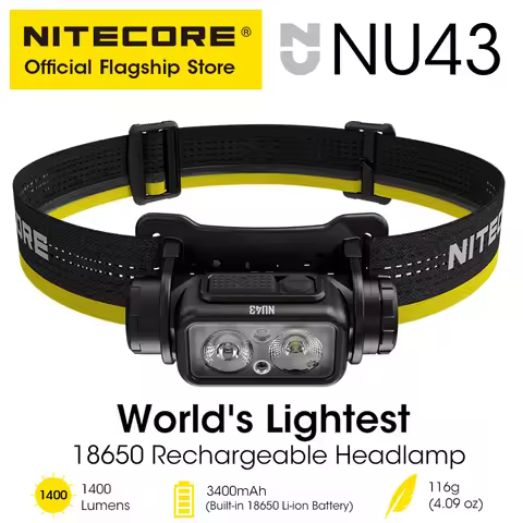 NITECORE NU43 USB-C Rechargeable Headlamp 1400 Lumens for Trail Running LED Work Light Fishing Trekk