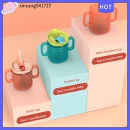 XINYANG941727 250ml Double Handle Baby Feeding Cup with Scale Leakproof Kids Training Cup Quality with Straw Water Bottle Children