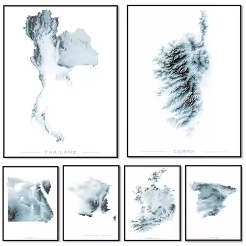 Japan, Ireland, Egypt, UK, Thailand, Portugal, New Zealand, France, Iceland, Corsica, Spain relief b