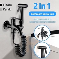 CODE F44C SUS 34 Branch Faucet and 12 Inch Matte Black Toilet Shower Jet with 3M Hose Double Water F