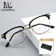 LouisWill Glasses Vintage Style Half-rim Glasses Fashion Semi Frame Clear Lens Glasses Blue Light Bl