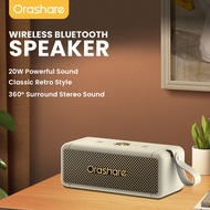 Orashare BS19 Plus 20W Bluetooth Speaker Super Bass True Wireless Stereo Speaker Retro Design BT5.3
