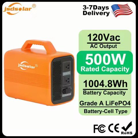 Jsdsolar Portable Power Station 1004.8Wh 500W Outdoor Solar Generator with 120Vac AC Outlet and USB-