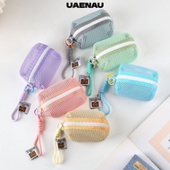UAENAU Mesh Storage Bag, Dopamine Color Mesh Coin Purse, Handheld Large Capacity Organizer Small Mak