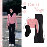 Yoga Outfit Wanita | Hijab + Alice Top + celana cutbray | 3In1 Sports Suit - FS159