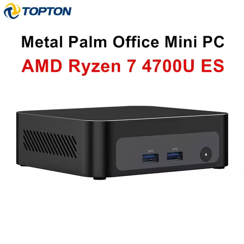 Topton Palm Desktop Mini PC AMD Ryzen 7 4700U ES 3 5300U ES 2*DDR4 2*M.2 Slots Portable Office Gamin