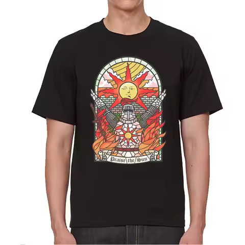 Dark Souls Game T-Shirt Men praise the sun short-sleeved top T-shirt souls you died Funny Casual dar