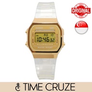[Time Cruze] Casio A168 Jelly Transparent Digital Gold Tone Case Unisex Watch A168XESG-9ADF A168XESG