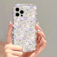 เคสโทรศัพท์กระต่ายรูปสัตว์น่ารักแบบใสลายดอกไม้เหมาะสำหรับ Samsung A02 M02 A03 A03S A04 M04 A04e A05s