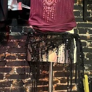 Vòng Eo Khiêu Vũ Bụng Quần Lót Mông Vải Tua Rua Triangular White Belly Dance Practice Performance Ou