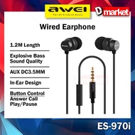 Awei ES-970i Wired Earphone Explosive Bass Sound Wired Headphone Awei Earphone Awei ES970 Stereo Bas