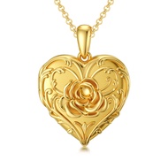 Sunflower/Rose/Daisy Heart Locket Necklace That Holds Pictures Keep Someone Near to You Sterling Sil