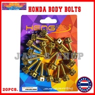 Heng Original™ Honda Gold Body Bolts Flower Type (20PIECES) For Fairings Honda Beat | Honda Click | Honda PCX | For All Honda Motorcycles Tags: Yayamanin Bolts Heng Bolts Gold Bolts