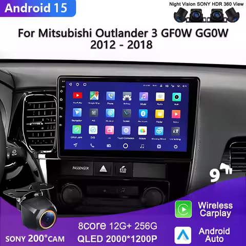 2K Screen Android 15 Car Multimedia Navigation GPS Head Unit for Mitsubishi Outlander 3 GF0W GG0W 20