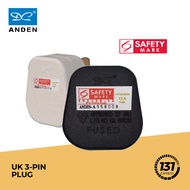 Anden UK 3-Pin Plug [13A Fuse Main Plug, Singapore Safety Mark, Power Socket, Household, Home, Appliances, Replacement]