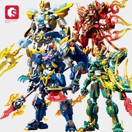 robot toys mainan budak lelaki Blok bangunan Senbao gaya nasional keluli mecha boleh ubah bentuk nag