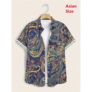 Hawaii Shirts For Men 3D Paisley Graphic Short-sleeved T-shirt Casual Lapel Buttons Male Tops Summer