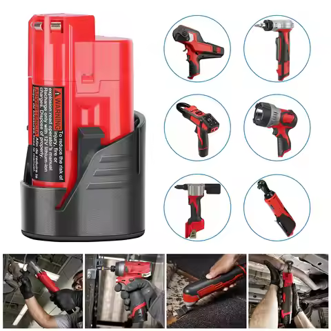 KUNLUN 2pack For Milwaukee M12 Battery 12V 3Ah Compatible with Milwaukee M12 XC 48-11-2410 48-11-242