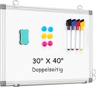 Double-Sided Magnetic Whiteboard Small, 30 x 40 cm Magnetic Board Small with Aluminium Frame, A4 Mag