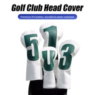 Golf Club Cover PU Waterproof Wood Cover 1/3/5/UT Size Black White Set Digital Wood Head Protective 