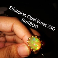 Authentic Ethiopian Opal with gold 750/Opal Ethiopia emas 750