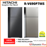 [BULKY] Hitachi R-V690P7MS 2 Doors Top Freezer Fridge 550L with FREE GIFT -1.0L MICOM Rice Cooker - RZ-PMA10Y (worth $159)