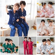 Satin Pajamas Short Sleeves Long Legs 3-14 Years Old Girl Boy's SL32