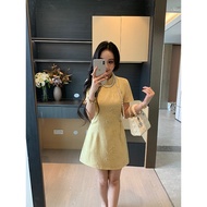 ชุดเดรสเชิ้ตสไตล์จีนใหม่ XINYI ทรงเอเข้ารูปเอวสูง แขนสั้น ผ้าโพลีเอสเตอร์ ช่วงฤดูร้อน ฤดูร้อน 2025